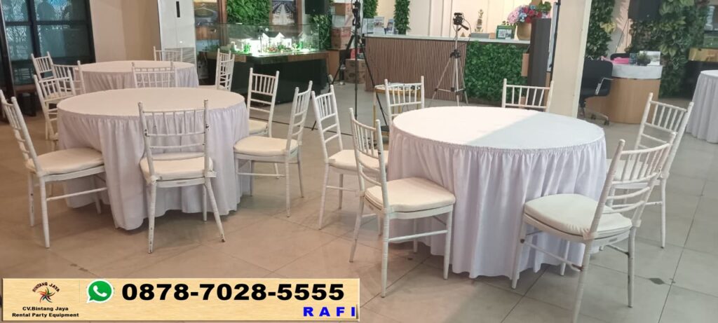 Sewa Round Table Taplak Tebar Putih Area Kampung Melayu Jakarta