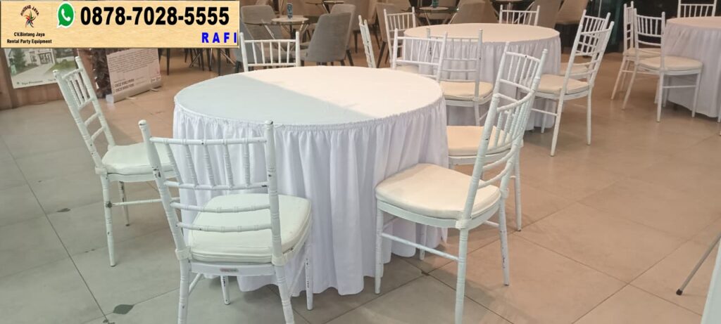 Sewa Round Table Taplak Tebar Putih Area Kampung Melayu Jakarta