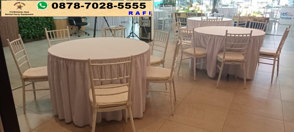 Sewa Round Table Taplak Tebar Putih Area Kampung Melayu Jakarta