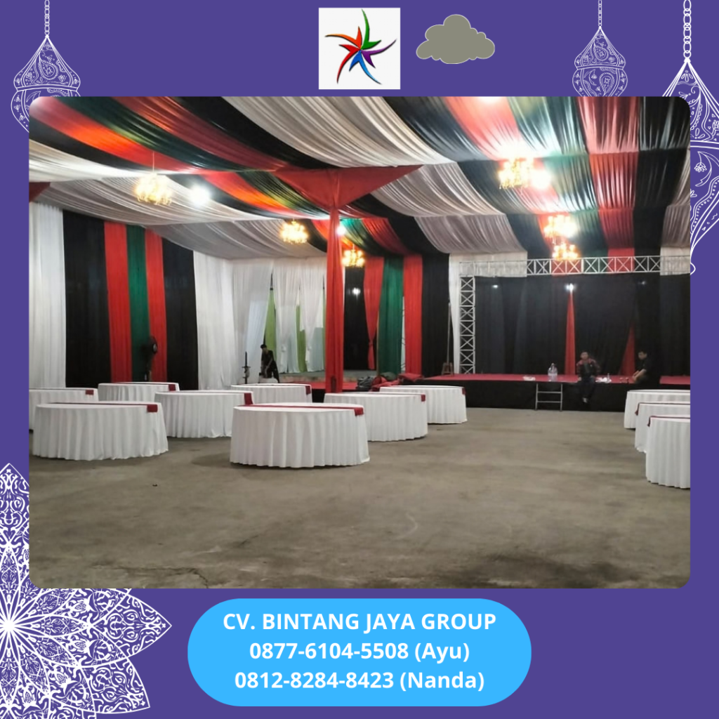 Sewa Roundtable Cover Tebar Putih Runner Merah Jakarta