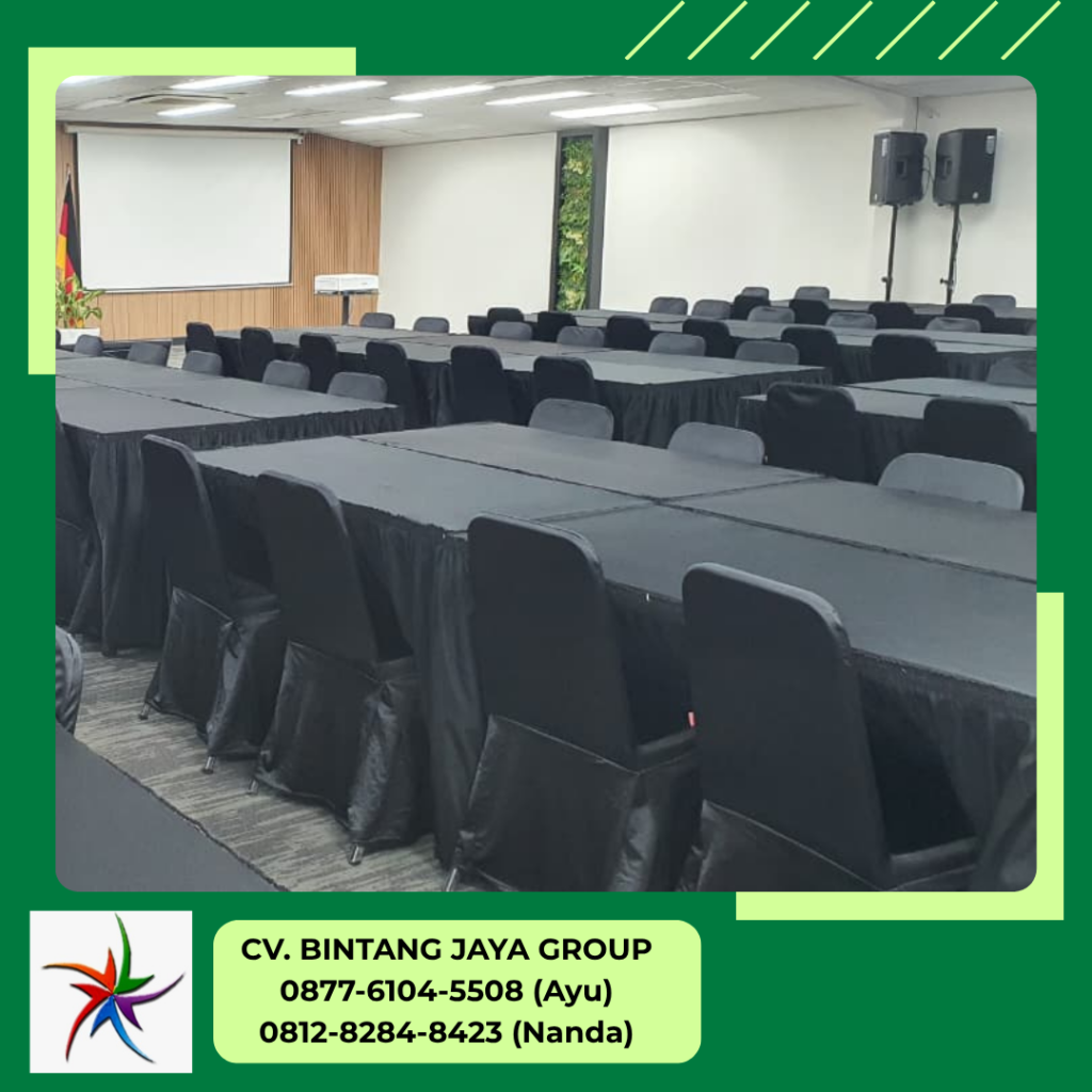 Sewa Meja Kotak Cover Hitam Dan Kursi Cover Hitam Bogor