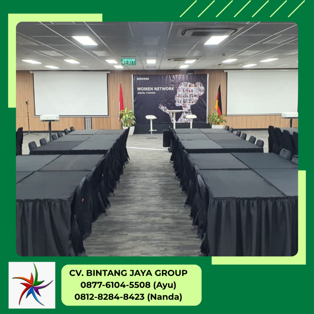 Sewa Meja Kotak Cover Hitam Dan Kursi Cover Hitam Bogor