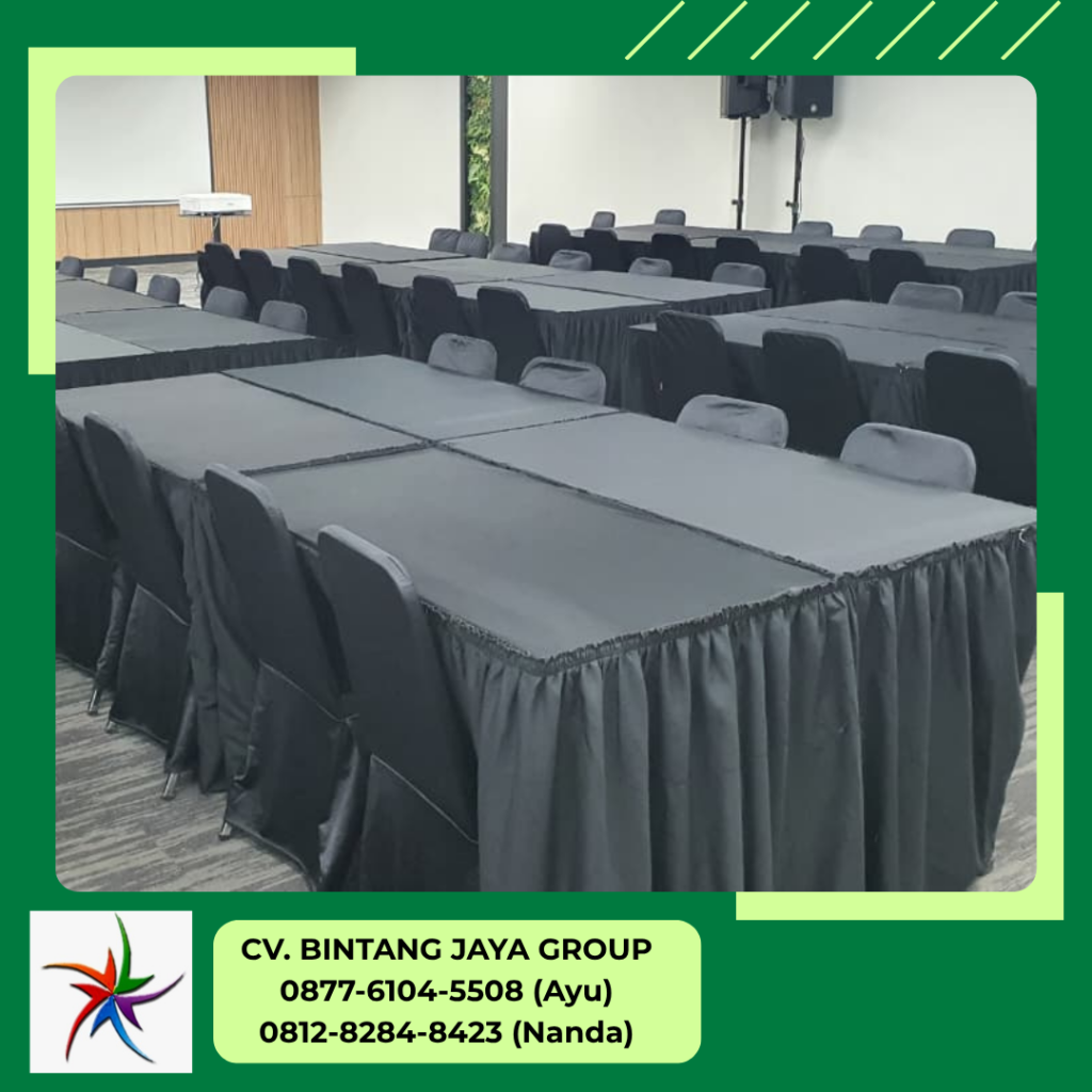 Sewa Meja Kotak Cover Hitam Dan Kursi Cover Hitam Bogor