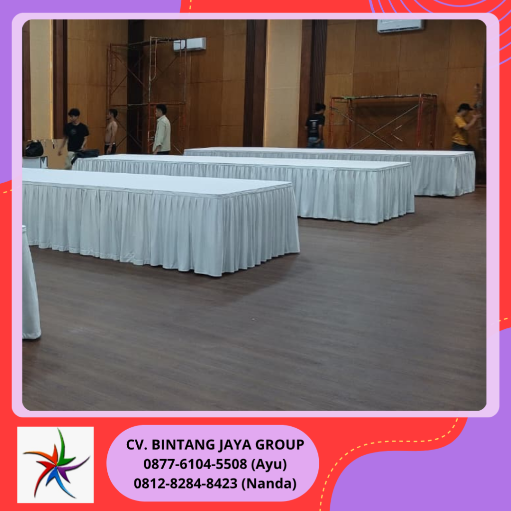 Sewa Meja Kotak Cover Tebar Warna Putih Bersih Bogor