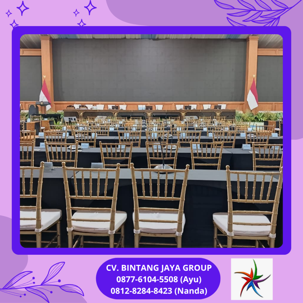 Sewa Meja Runner Batik Dan Kursi Tiffany VIP Gold Jakarta