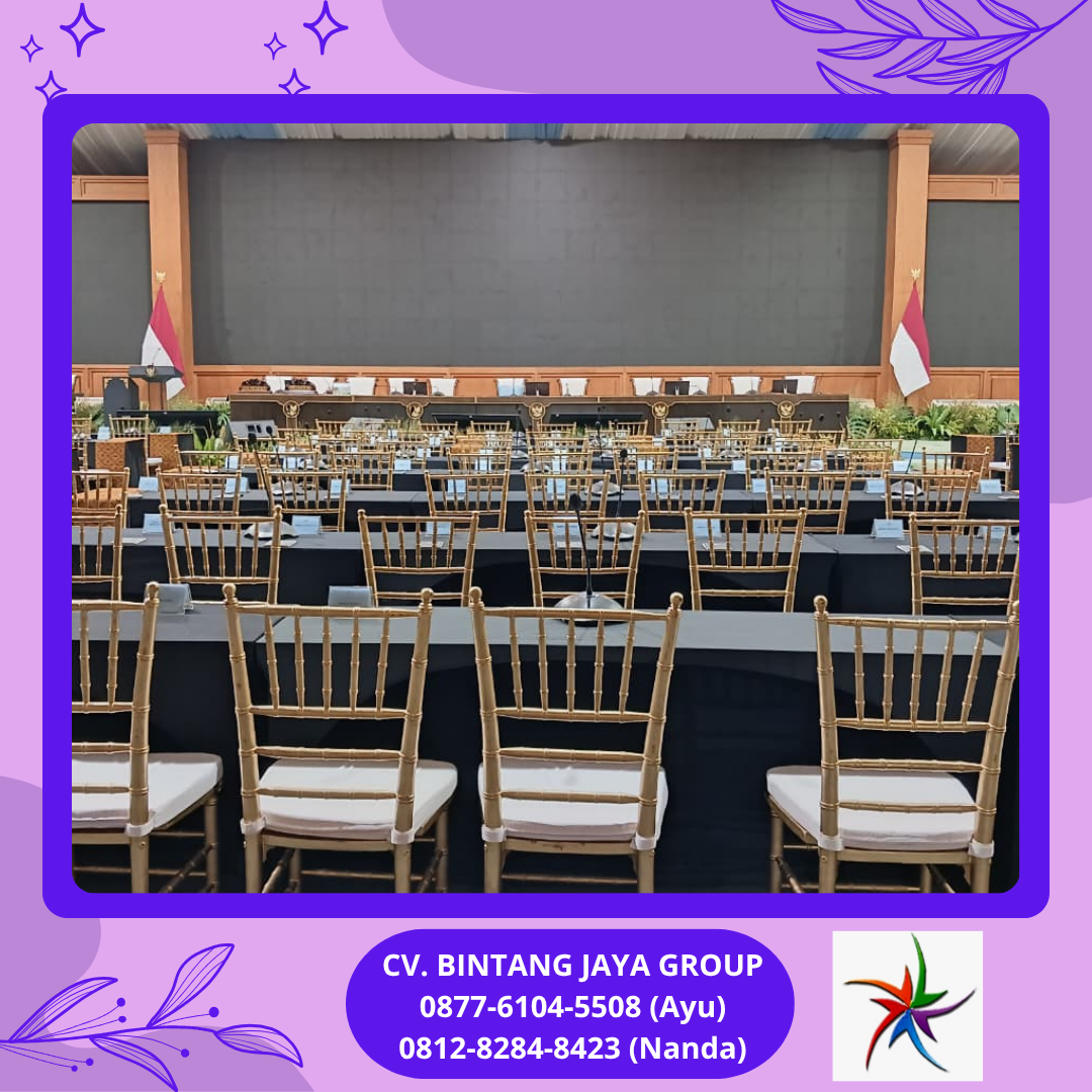 Sewa Meja Runner Batik Dan Kursi Tiffany VIP Gold Jakarta