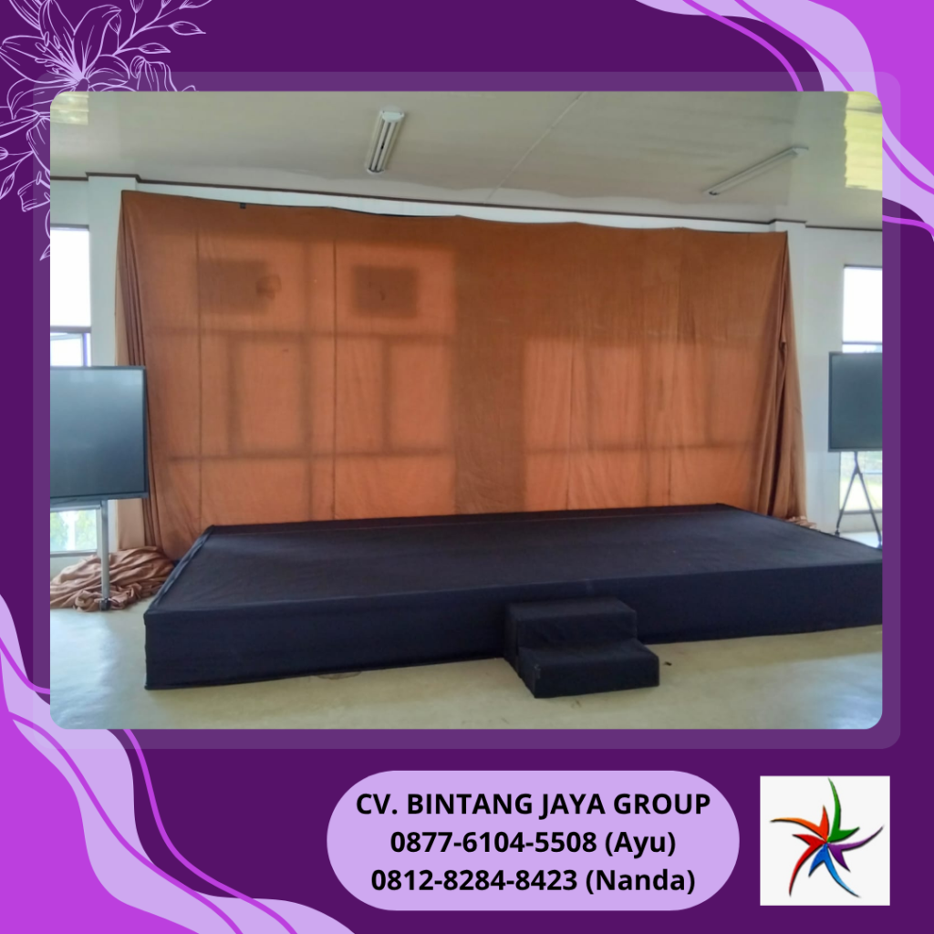 Sewa Panggung Full Cover Karpet Hitam Dan Backdrop Kain Bekasi