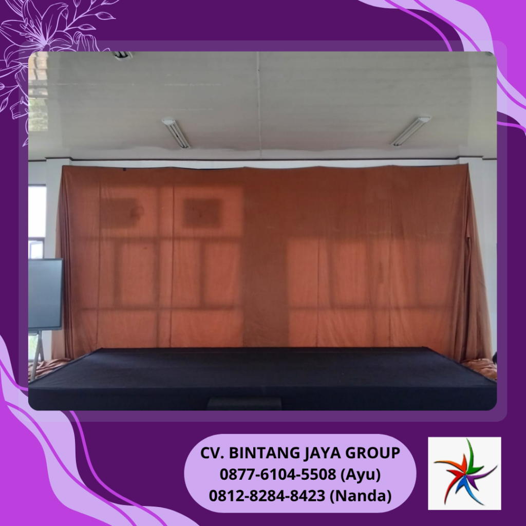 Sewa Panggung Full Cover Karpet Hitam Dan Backdrop Kain Bekasi
