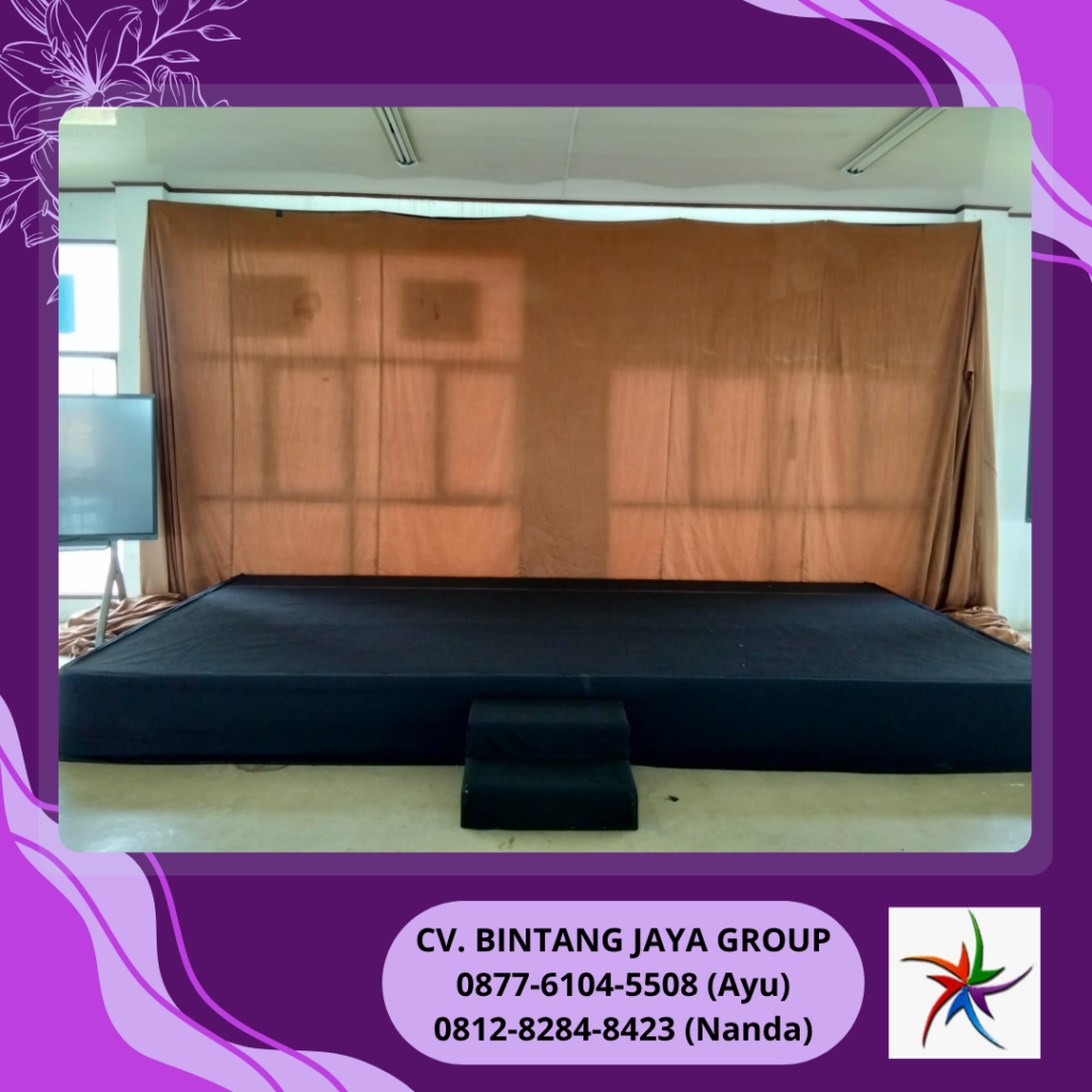 Sewa Panggung Full Cover Karpet Hitam Dan Backdrop Kain Bekasi
