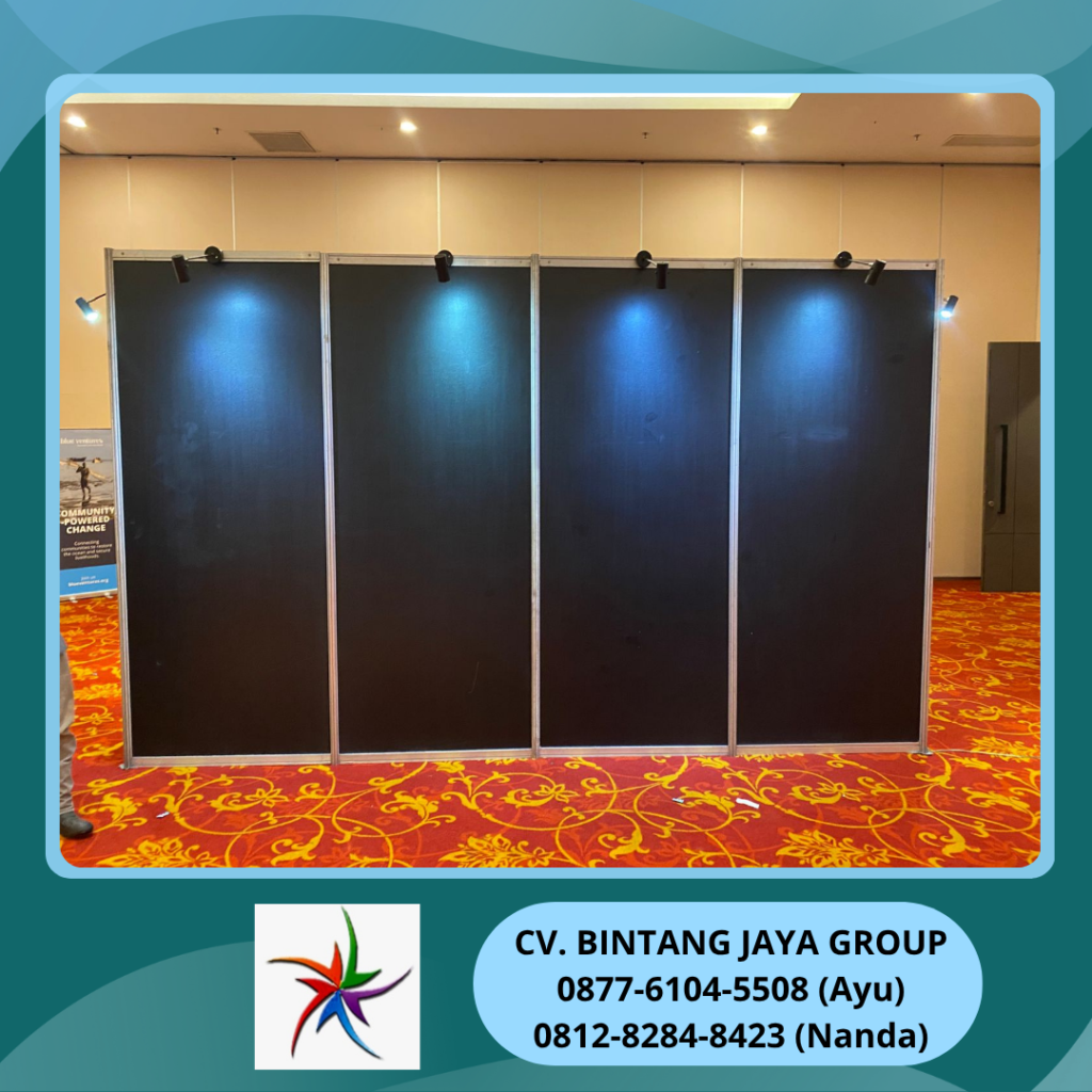 Sewa Partisi Pameran Warna Hitam Dan Lampu Spot Bogor