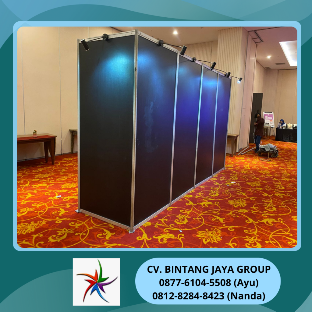 Sewa Partisi Pameran Warna Hitam Dan Lampu Spot Bogor