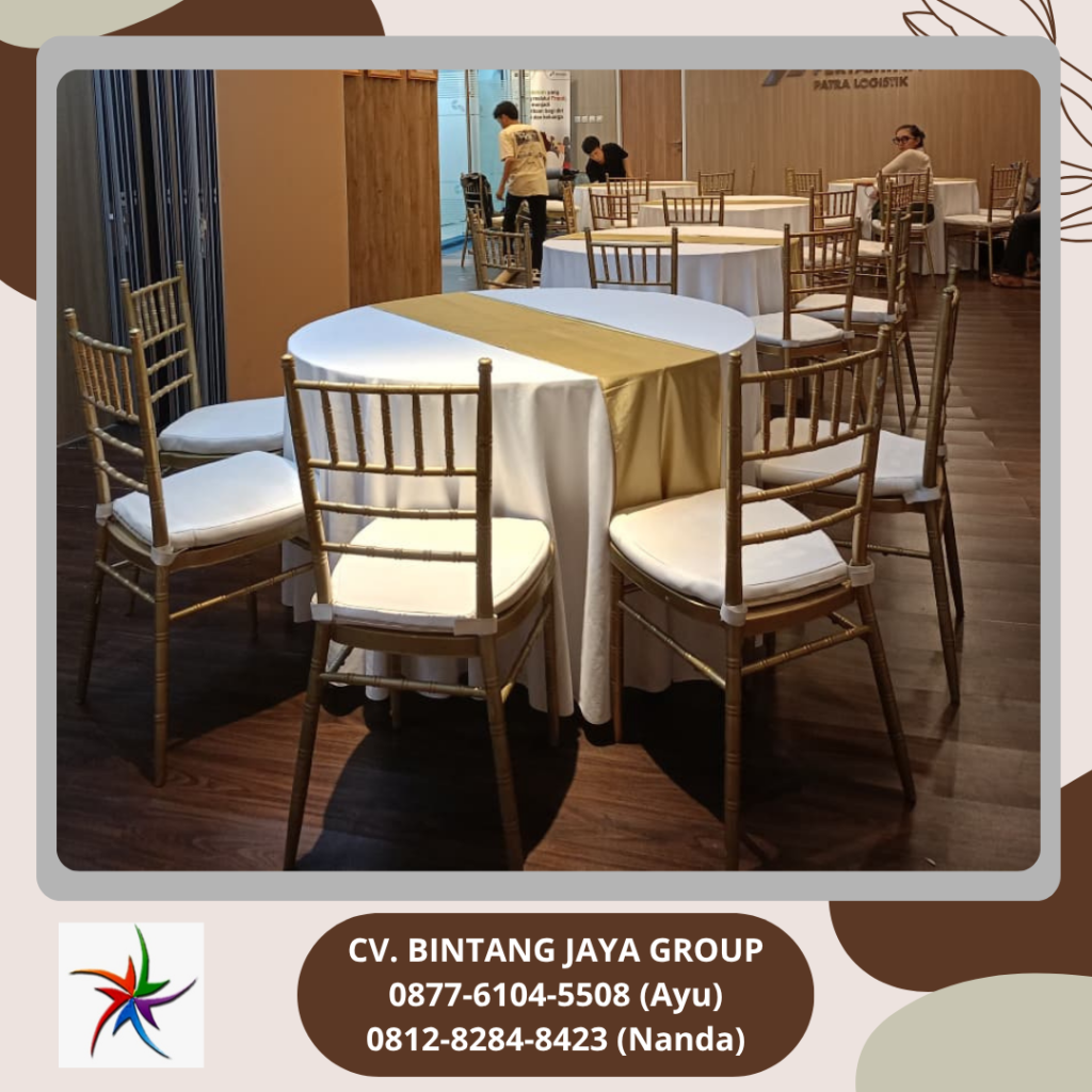 Jasa Sewa ROUND TABLE, KURSI TIFFANY GOLD Area Cikarang