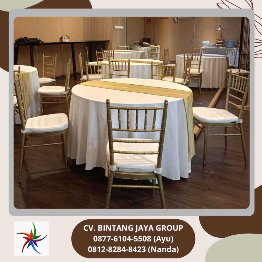Jasa Sewa ROUND TABLE, KURSI TIFFANY GOLD Area Cikarang