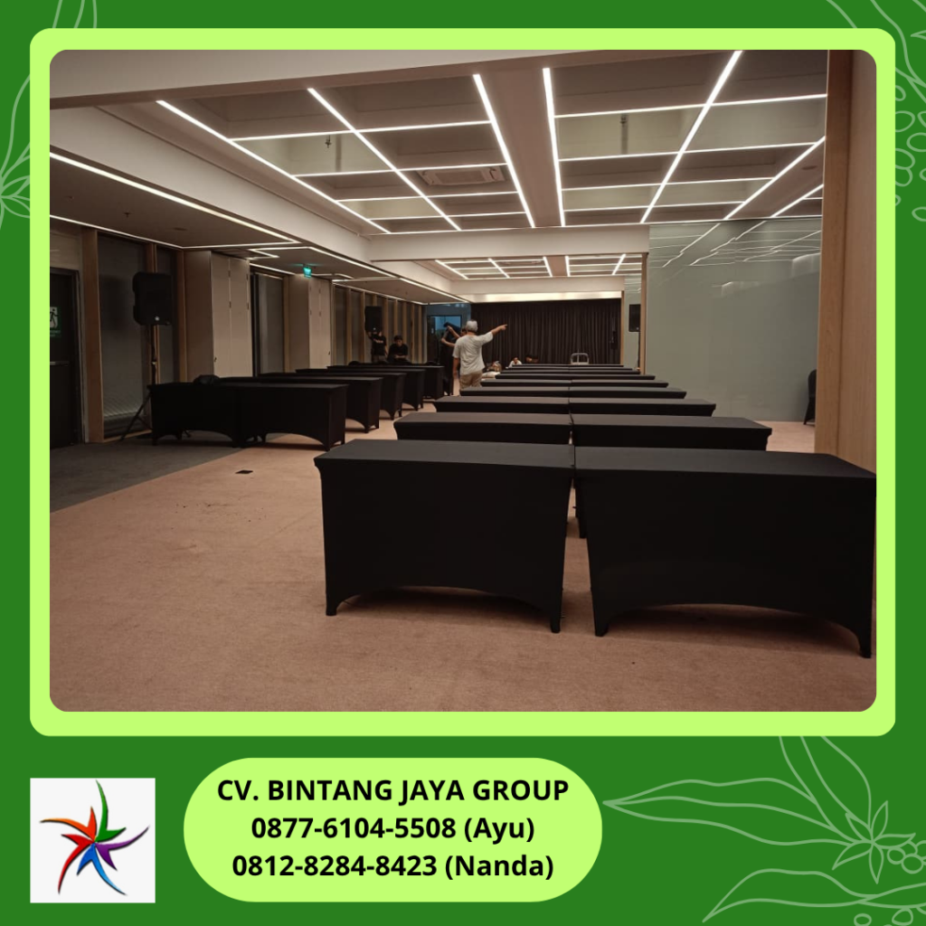 Rental Meja Kotak Taplak Ketat Hitam Event Menara Tendean Jakarta