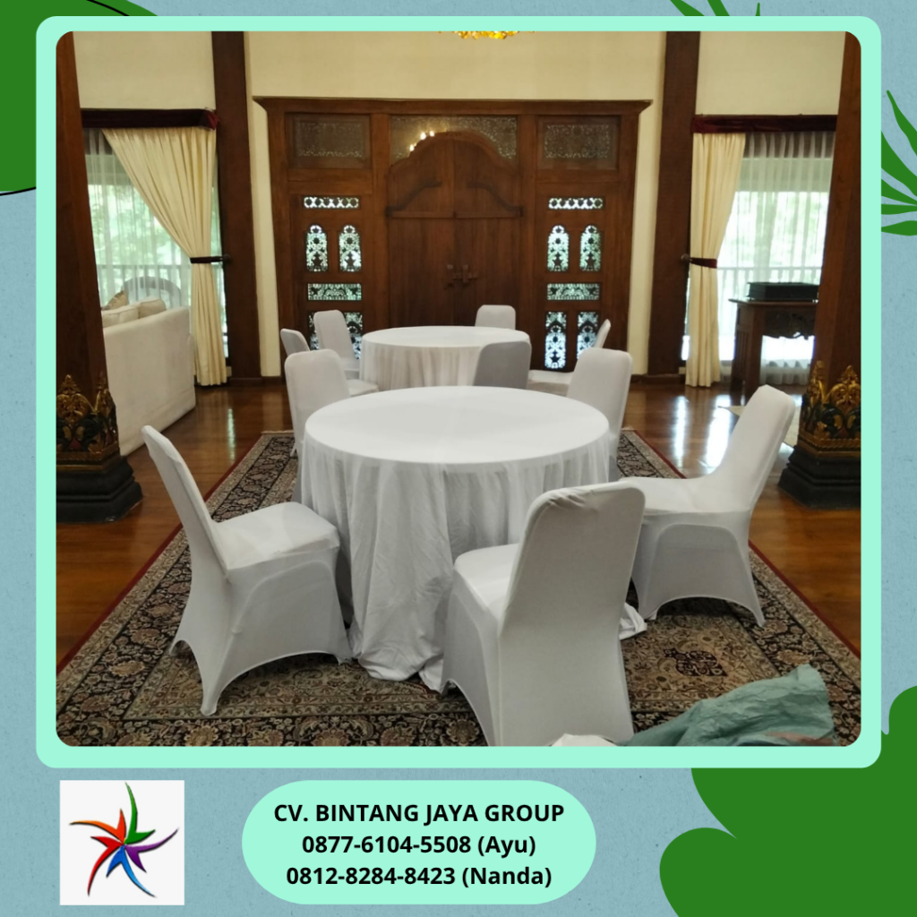 Sewa Kursi Event Sarung Kursi Putih Dan Meja Bundar Hambalang
