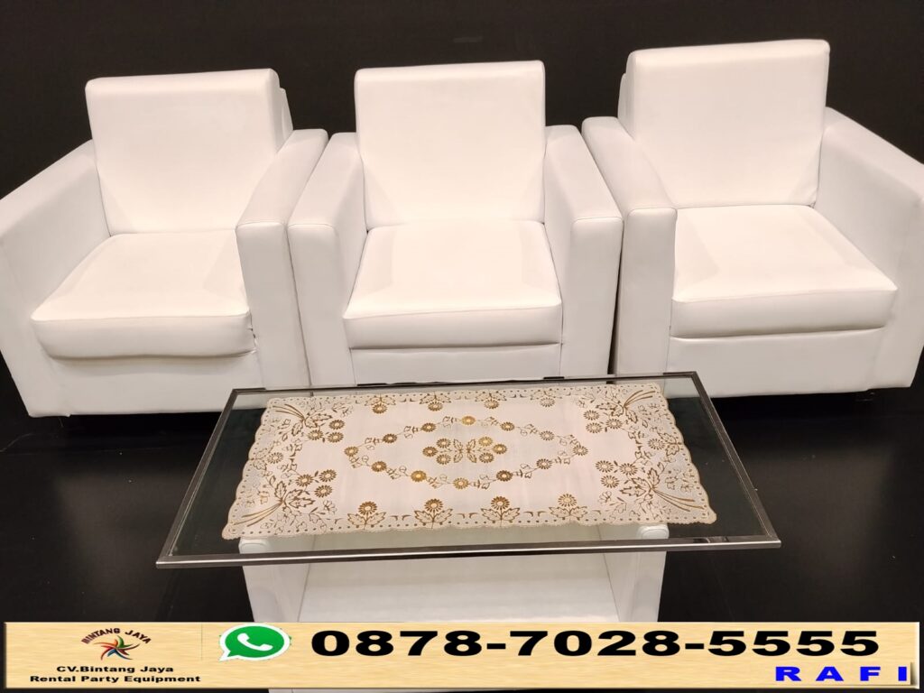 Sewa Sofa Putih Dan Meja VIP Kaca Tangsel