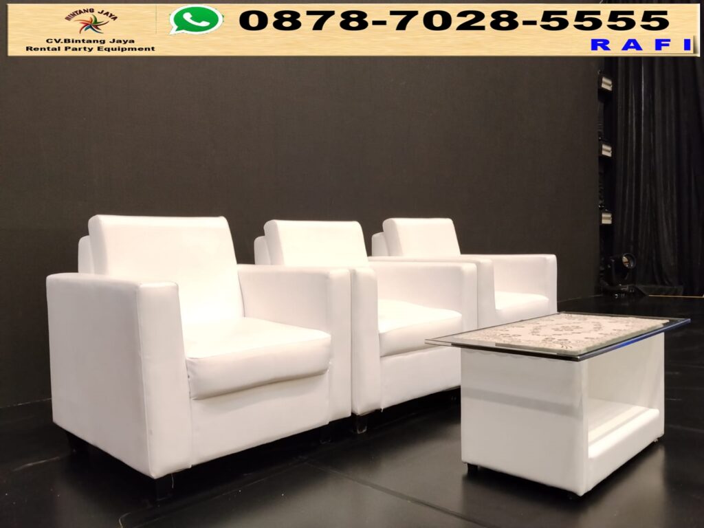 Sewa Sofa Putih Dan Meja VIP Kaca Tangsel