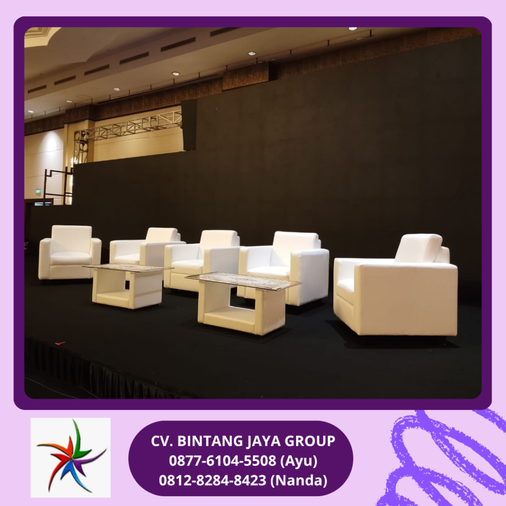 Rental SOFA SINGLE PUTIH Dan MEJA KOTAK VIP KACA Bekasi