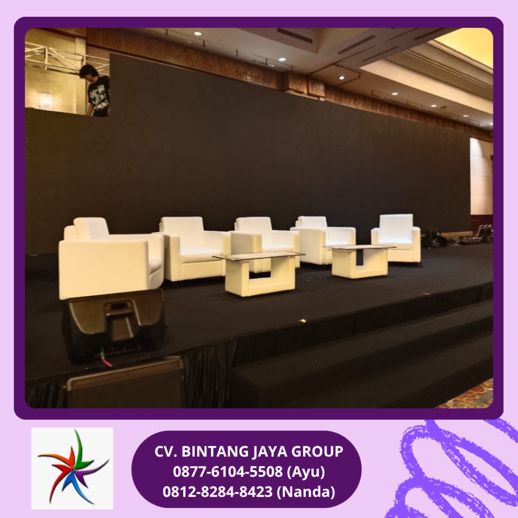Rental SOFA SINGLE PUTIH Dan MEJA KOTAK VIP KACA Bekasi