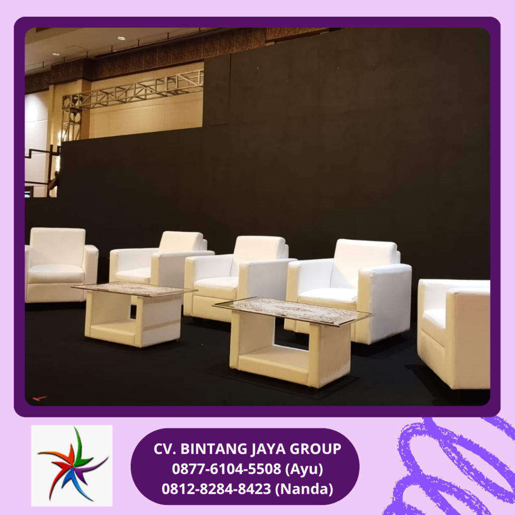 Rental SOFA SINGLE PUTIH Dan MEJA KOTAK VIP KACA Bekasi