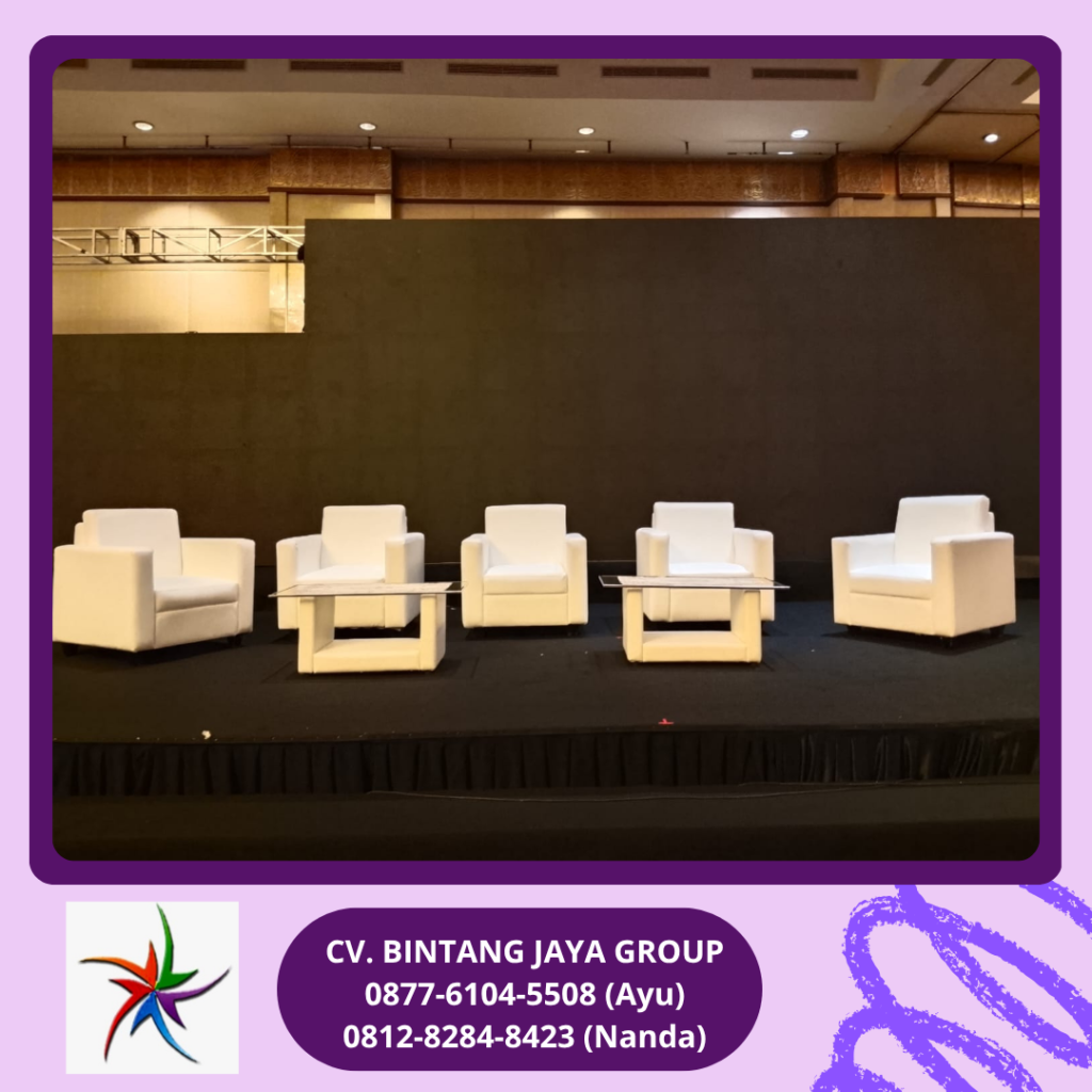 Rental SOFA SINGLE PUTIH Dan MEJA KOTAK VIP KACA Bekasi