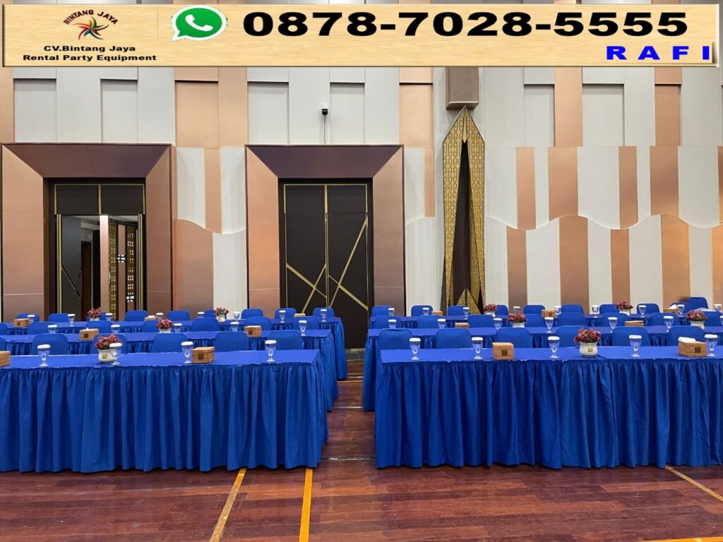 Sewa Kursi Set Meja Cover Biru Jakarta