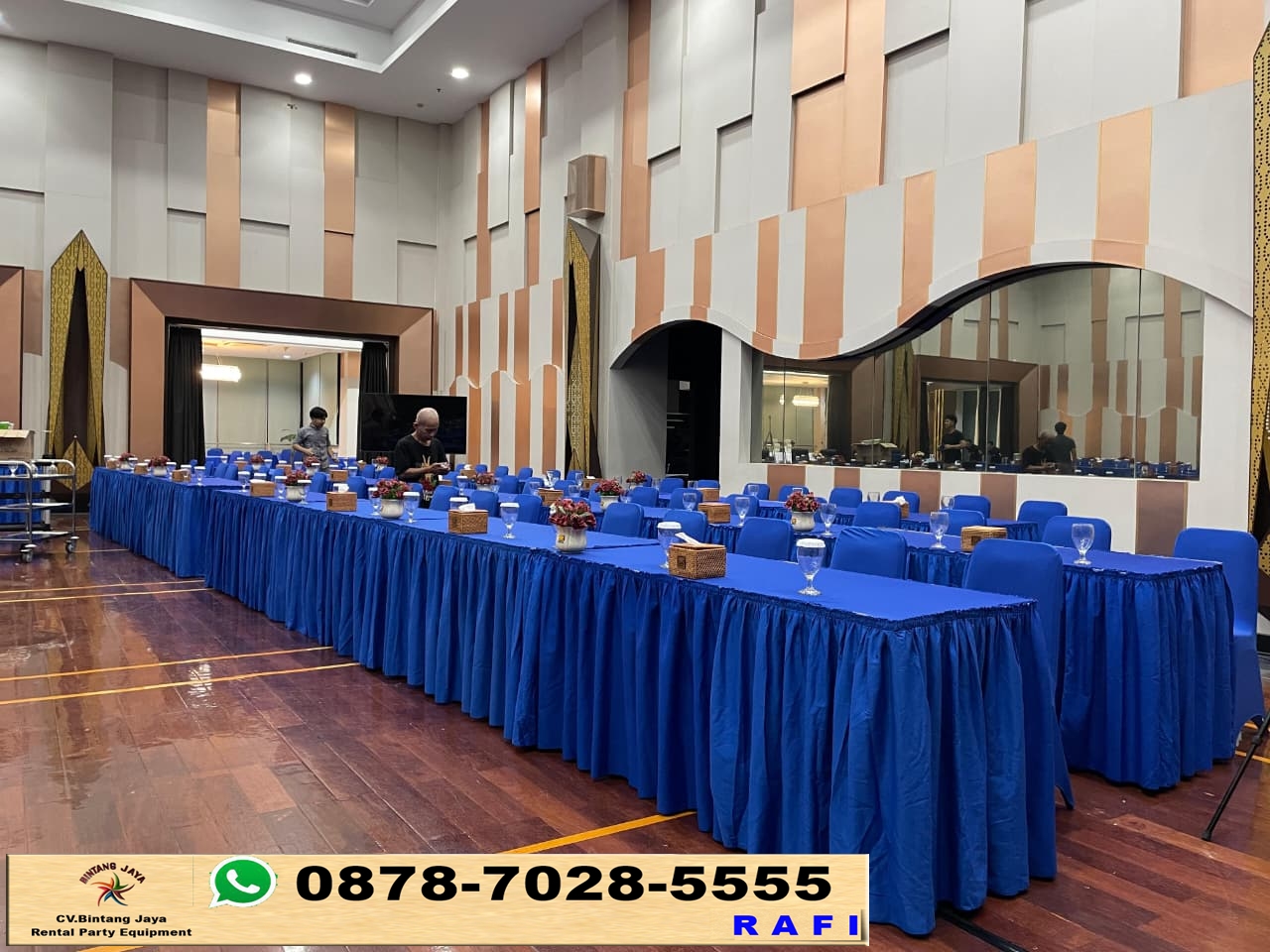 Sewa Kursi Set Meja Cover Biru Jakarta