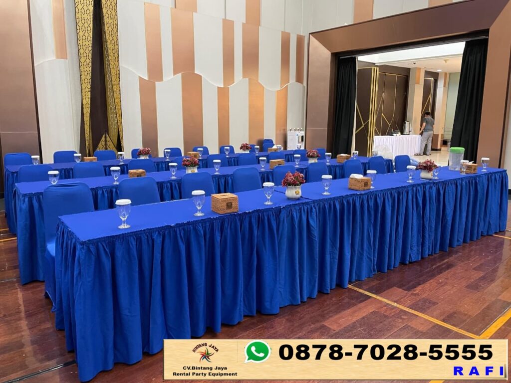 Sewa Kursi Set Meja Cover Biru Jakarta