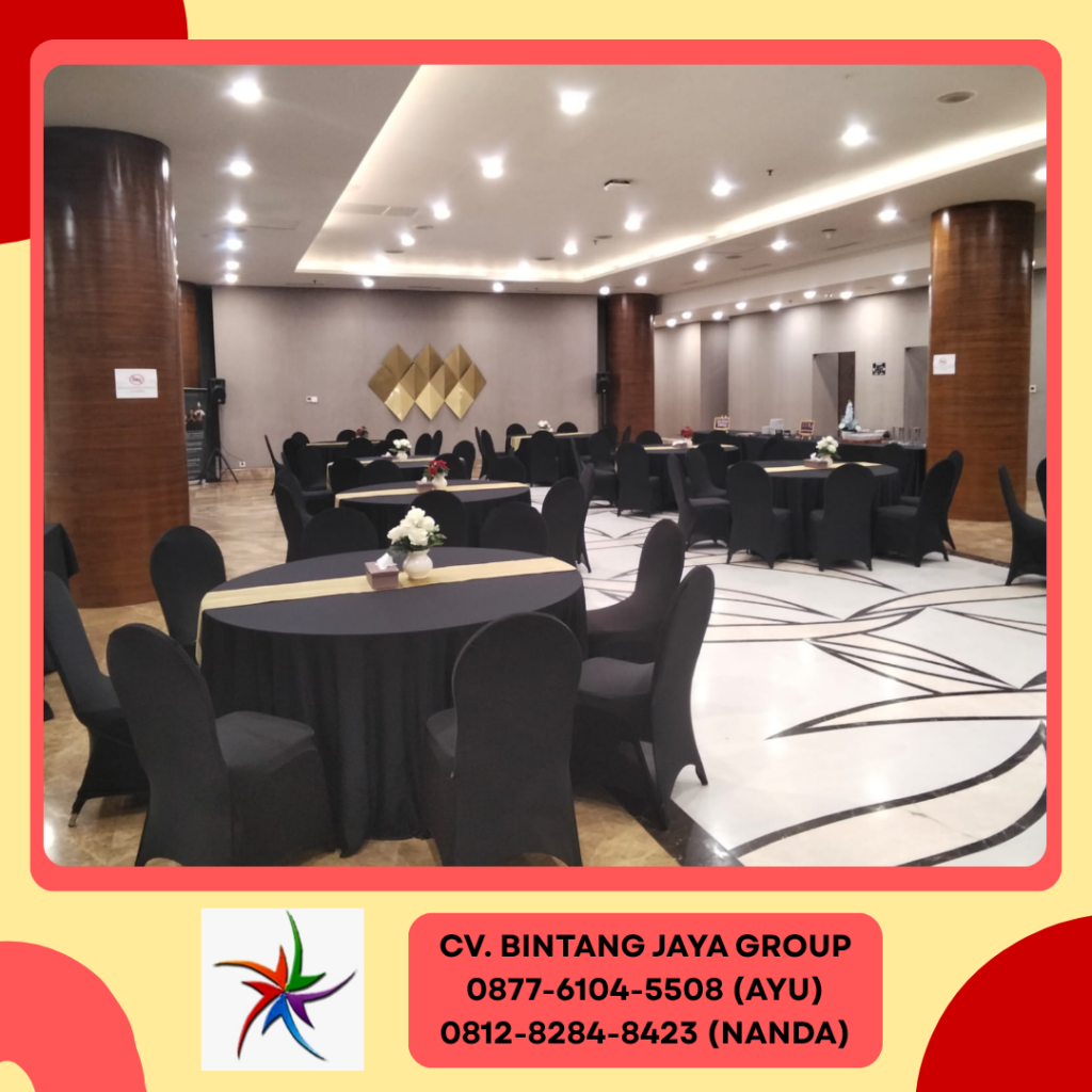Sewa Round Table Dan Kursi Cover Hitam Event HK Tower
