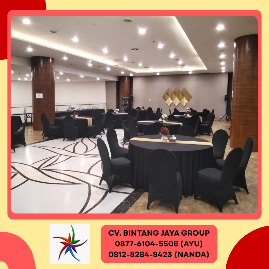 Sewa Round Table Dan Kursi Cover Hitam Event HK Tower