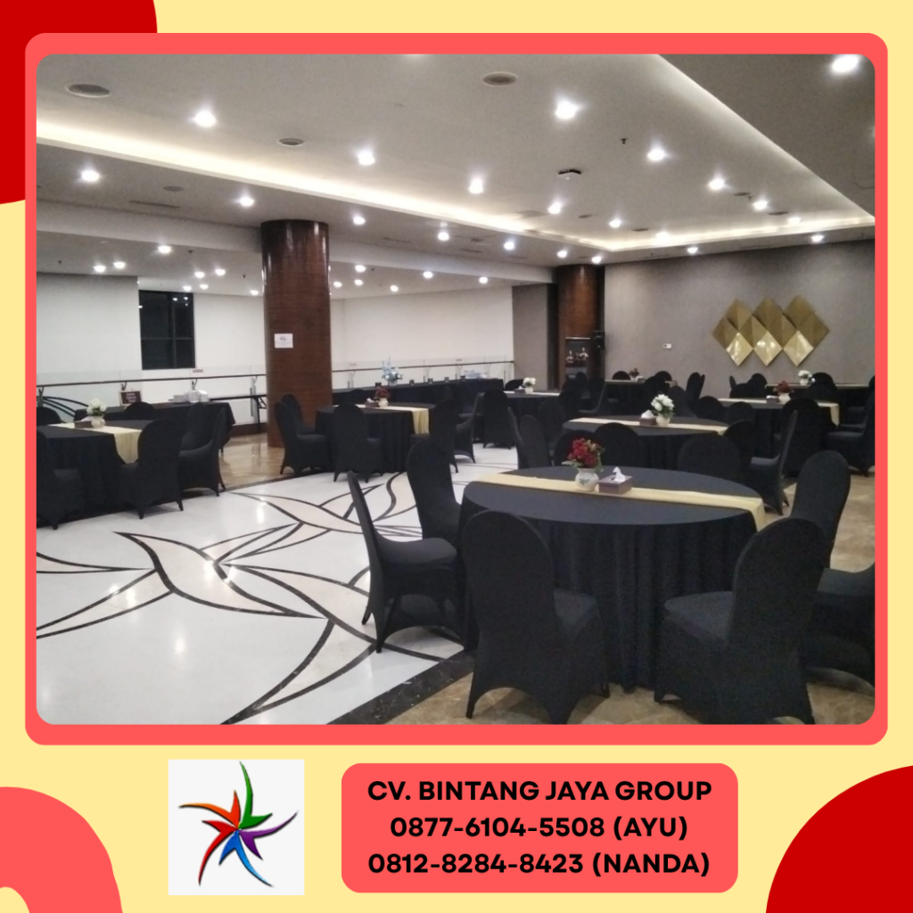 Sewa Round Table Dan Kursi Cover Hitam Event HK Tower