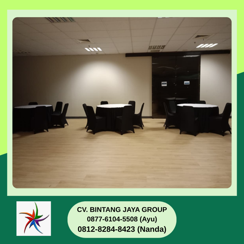 Sewa Round Table Taplak Hitam Putih Dan Kursi Cover Hitam Jakarta