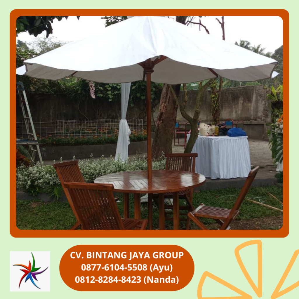 Sewa Tenda Parasol Putih Dan Kursi Kayu Jakarta