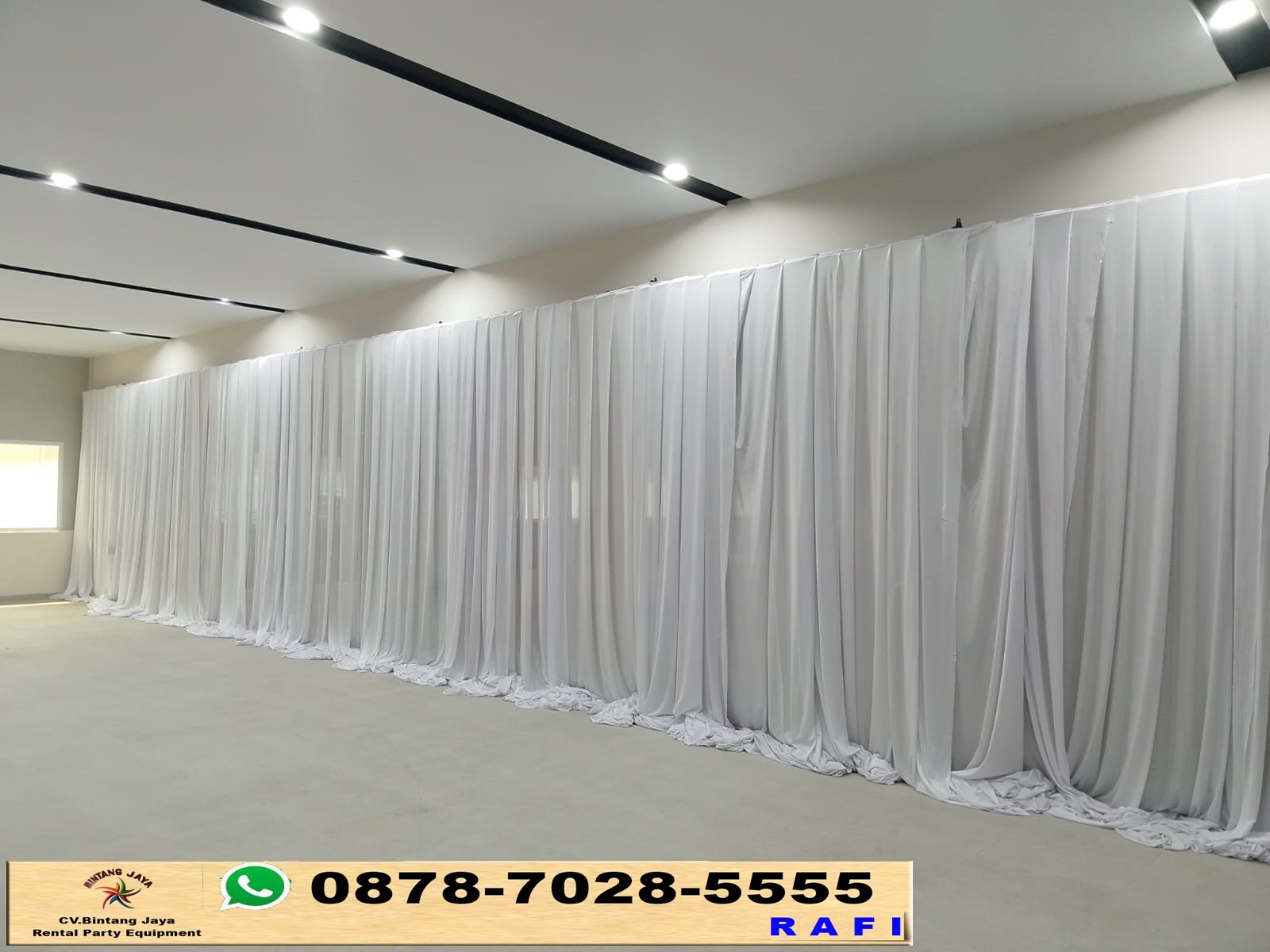 Sewa Tirai Putih Bahan Filamin Area BSD Tangerang