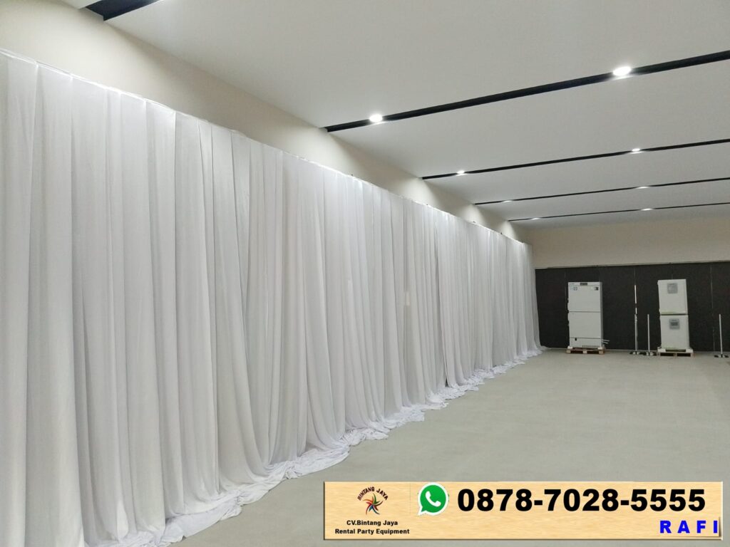 Sewa Tirai Putih Bahan Filamin Area BSD Tangerang