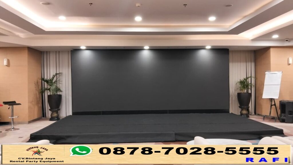 Rental Panggung Kotak Cover Karpet Hitam Event ASDP Jakarta