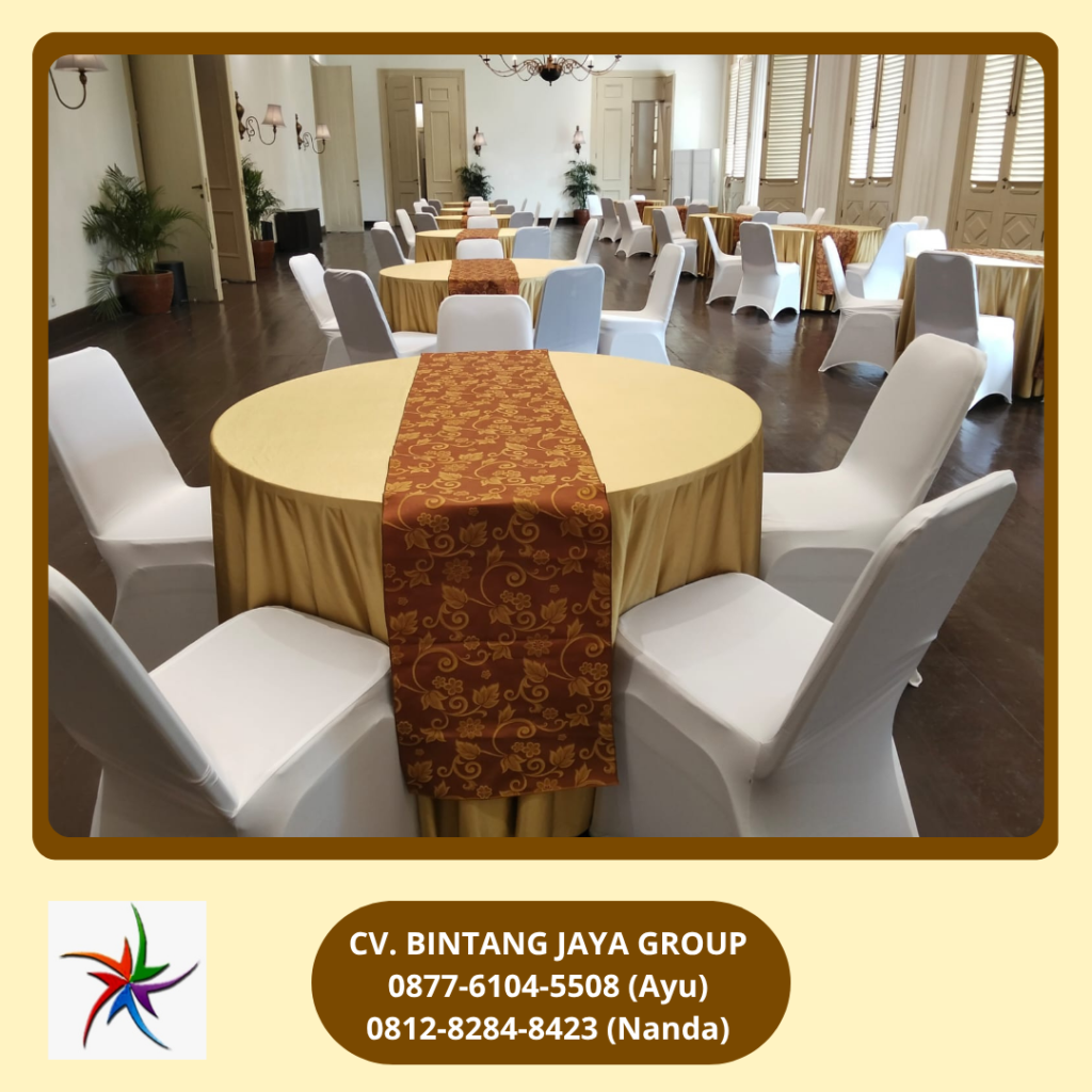 Sewa Kursi Event Dan Meja Bulat Cover Gold Bogor
