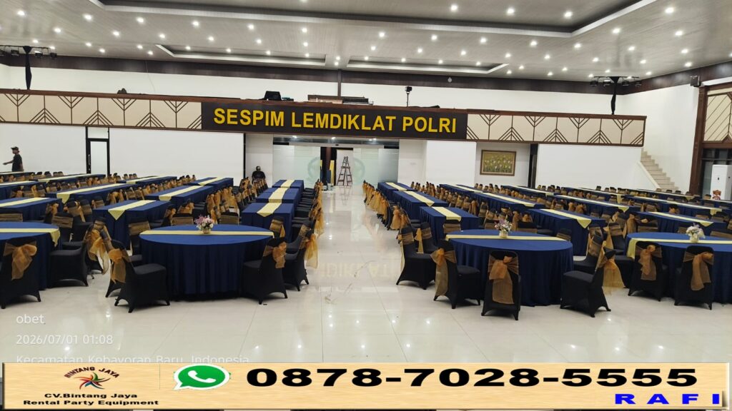 Sewa Meja IBM Dan Round Table Set Kursi Event Sepim Polri