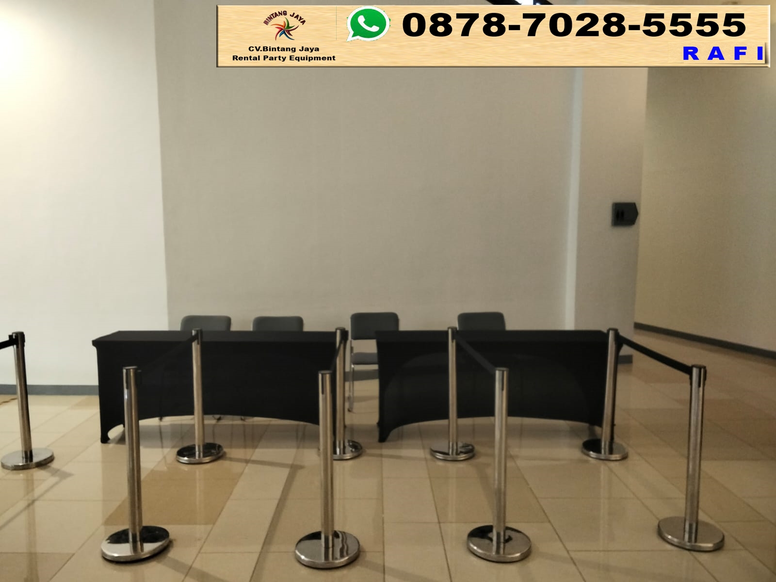 Sewa Qline atau queue line Stainless Dan Hitam Jakarta