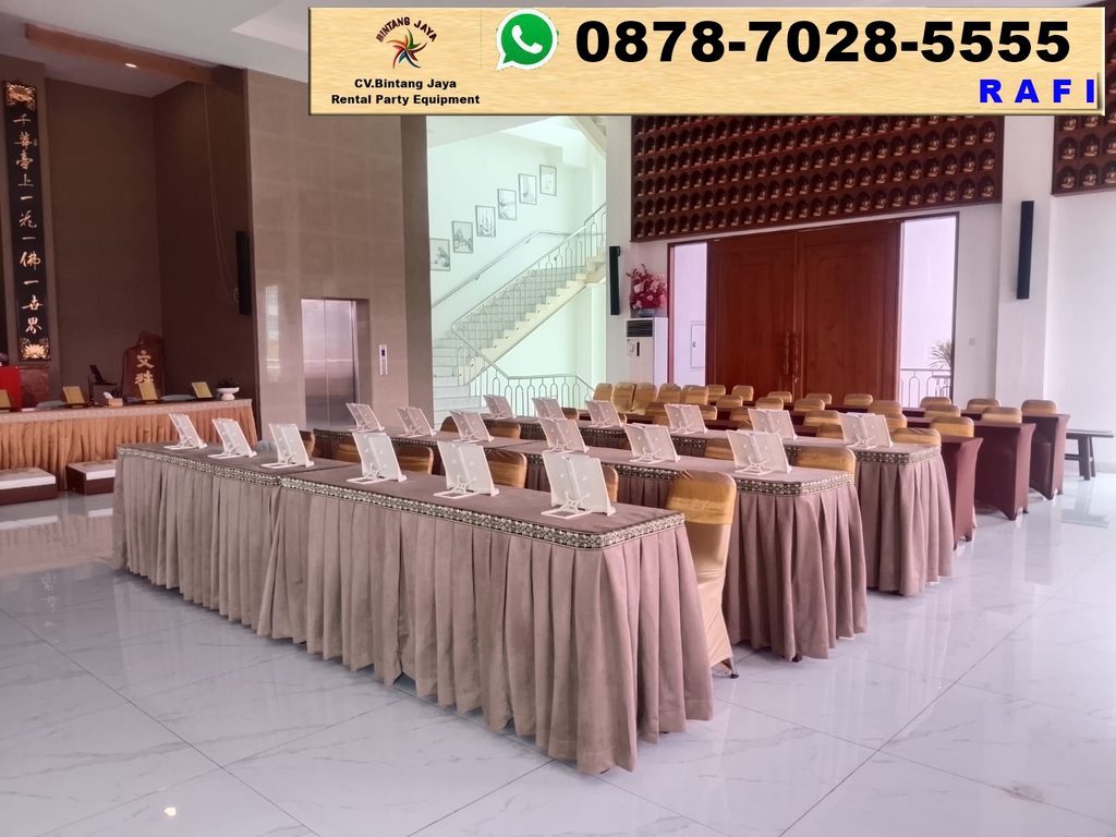 Gudang Sewa Meja Kotak Set Futura Cover Emas Jakarta 0878-7028-5555