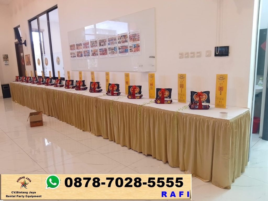 Gudang Sewa Meja Kotak Set Futura Cover Emas Jakarta 0878-7028-5555