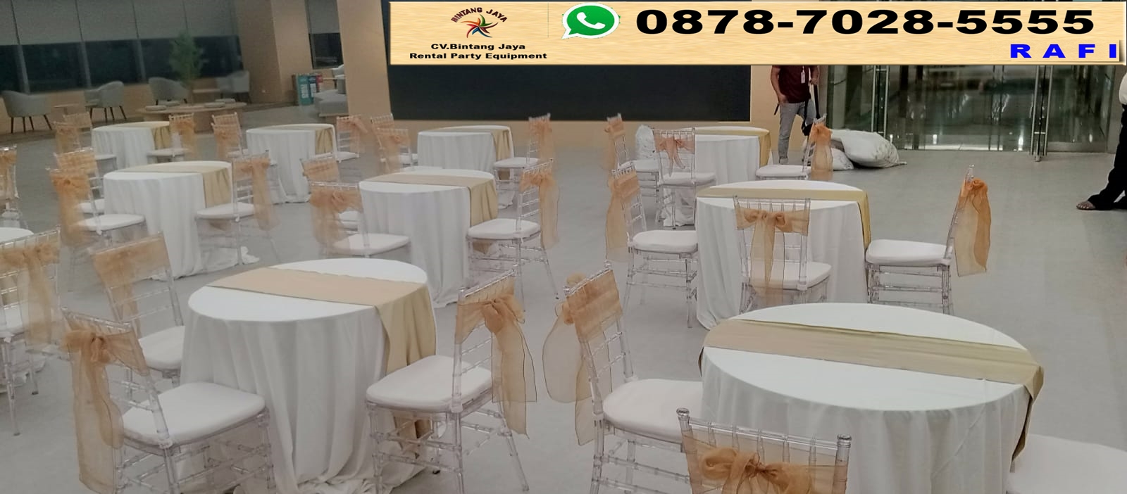 Rental Round Table D90cm & Kursi Acrylic Tiffany Jakarta