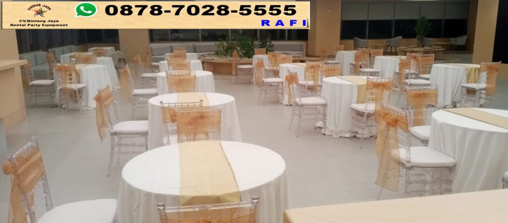 Rental Round Table D90cm & Kursi Acrylic Tiffany Jakarta