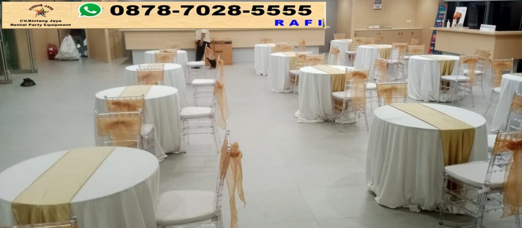 Rental Round Table D90cm & Kursi Acrylic Tiffany Jakarta