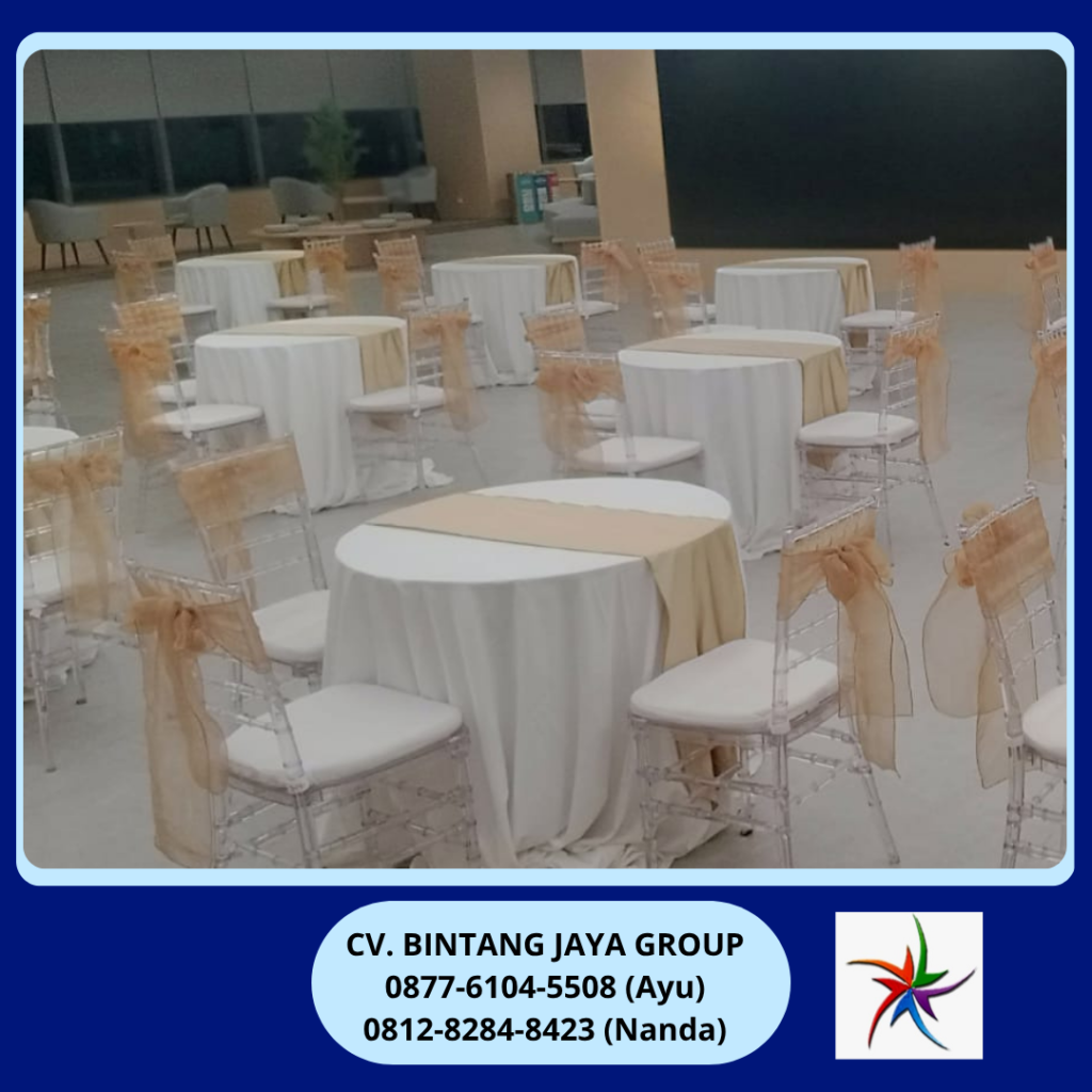 Rental Round Table D90cm,Kursi Acrylic Tiffany Jakarta