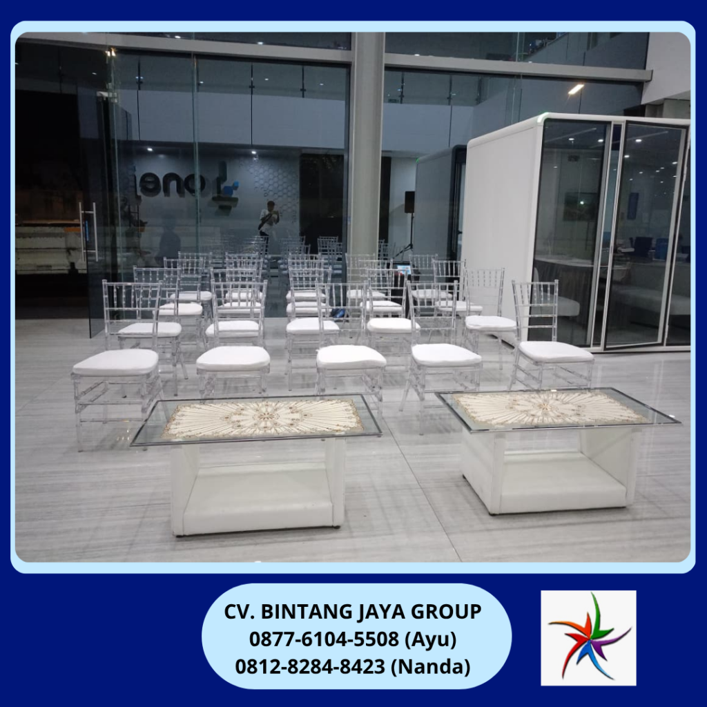 Rental Round Table D90cm,Kursi Acrylic Tiffany Jakarta