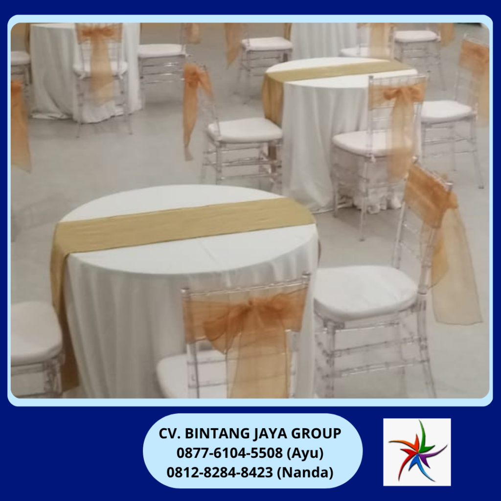 Rental Round Table D90cm,Kursi Acrylic Tiffany Jakarta