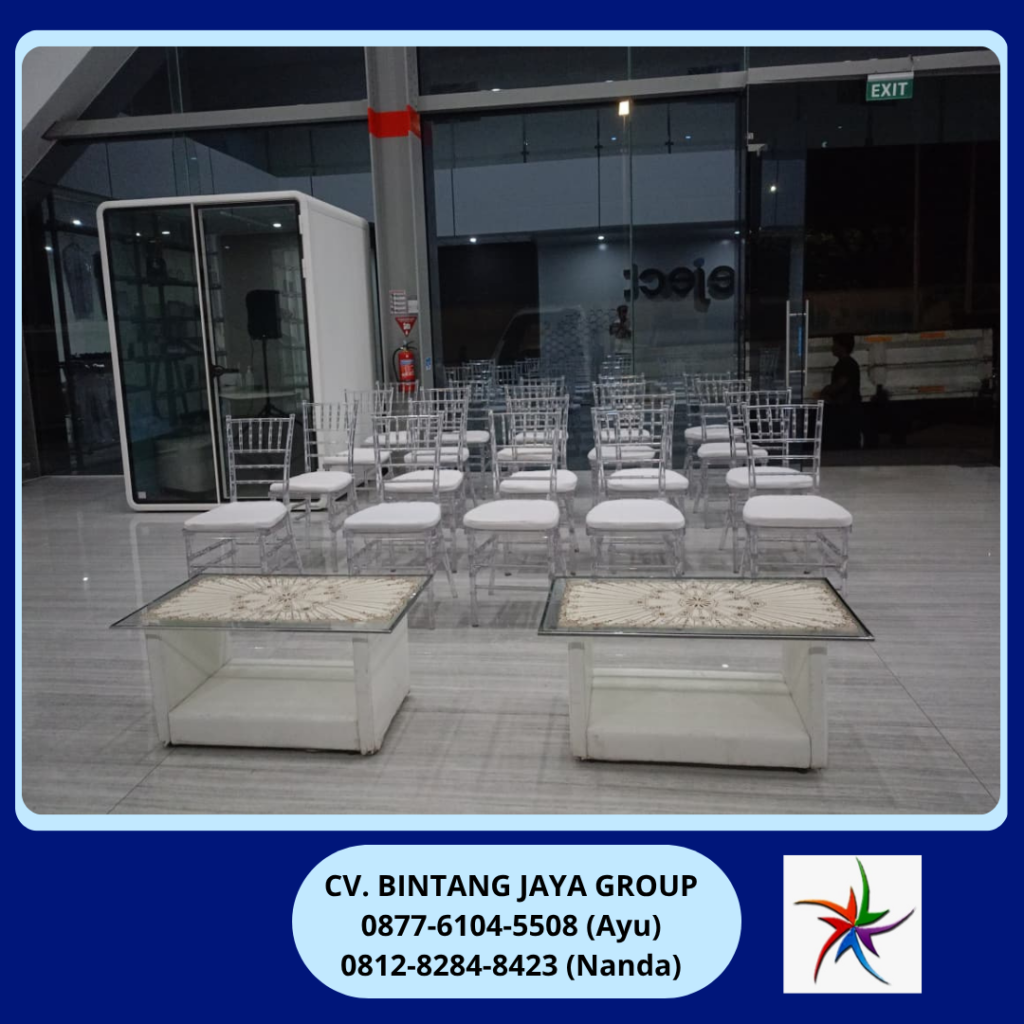 Rental Round Table D90cm,Kursi Acrylic Tiffany Jakarta
