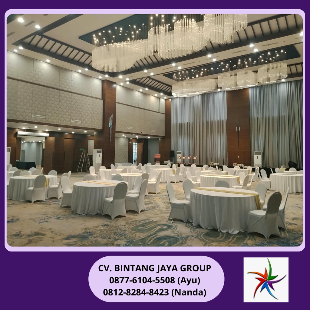 Sewa Meja Bulat Dan Kursi Cover Putih Bekasi 0878-8012-5555