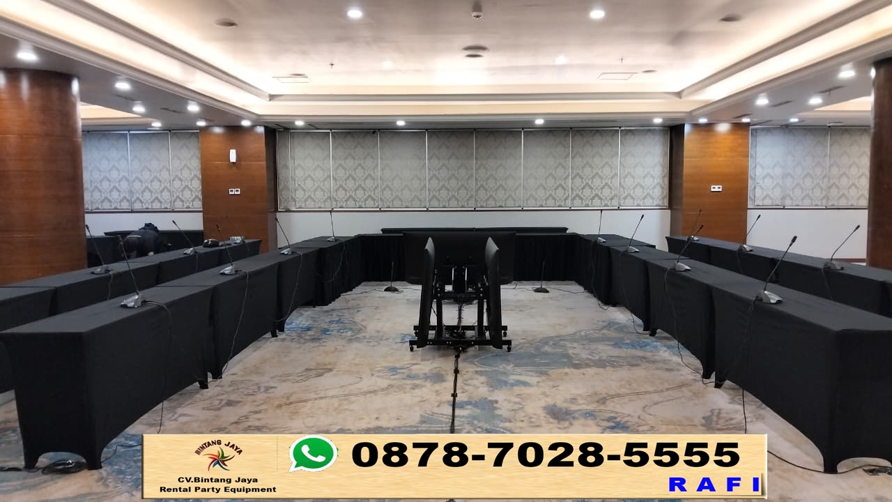 Sewa Meja Ibm 180x45cm Taplak Hitam Ketat Bogor
